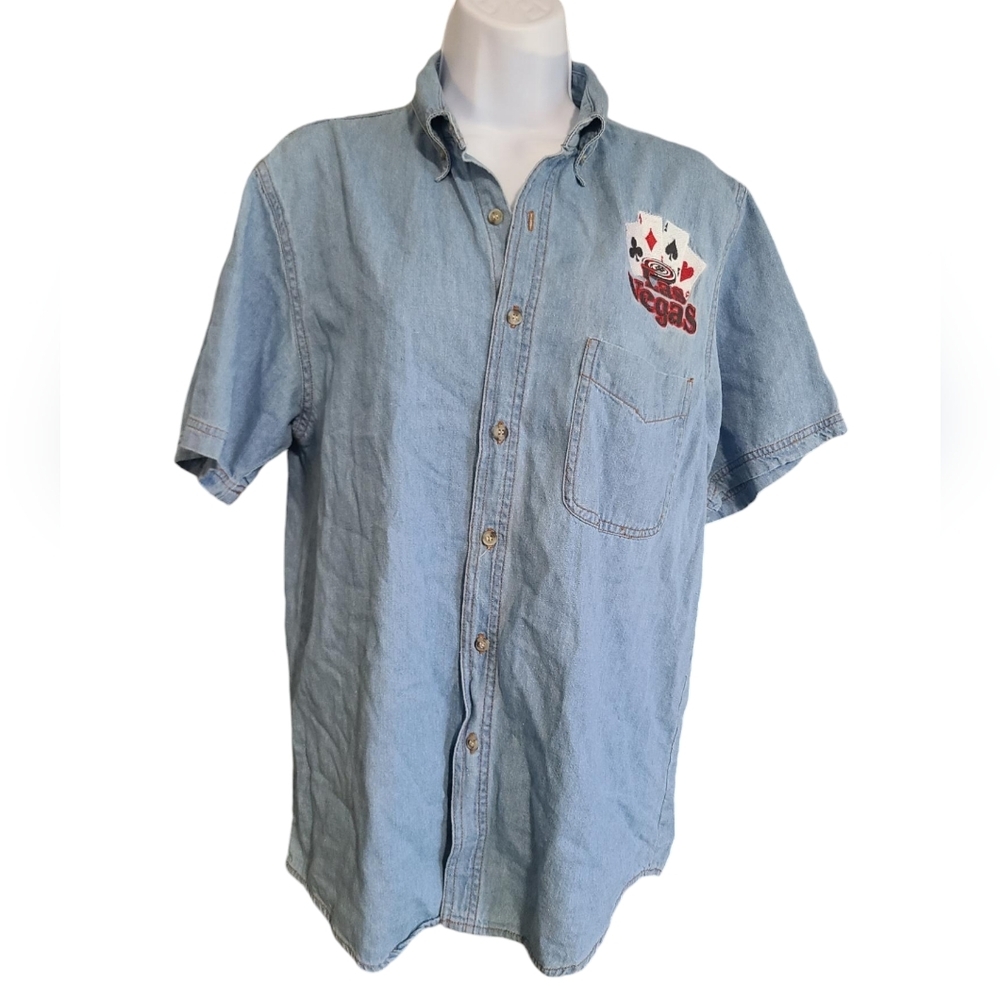 COTTON HERITAGE denim poker button down M